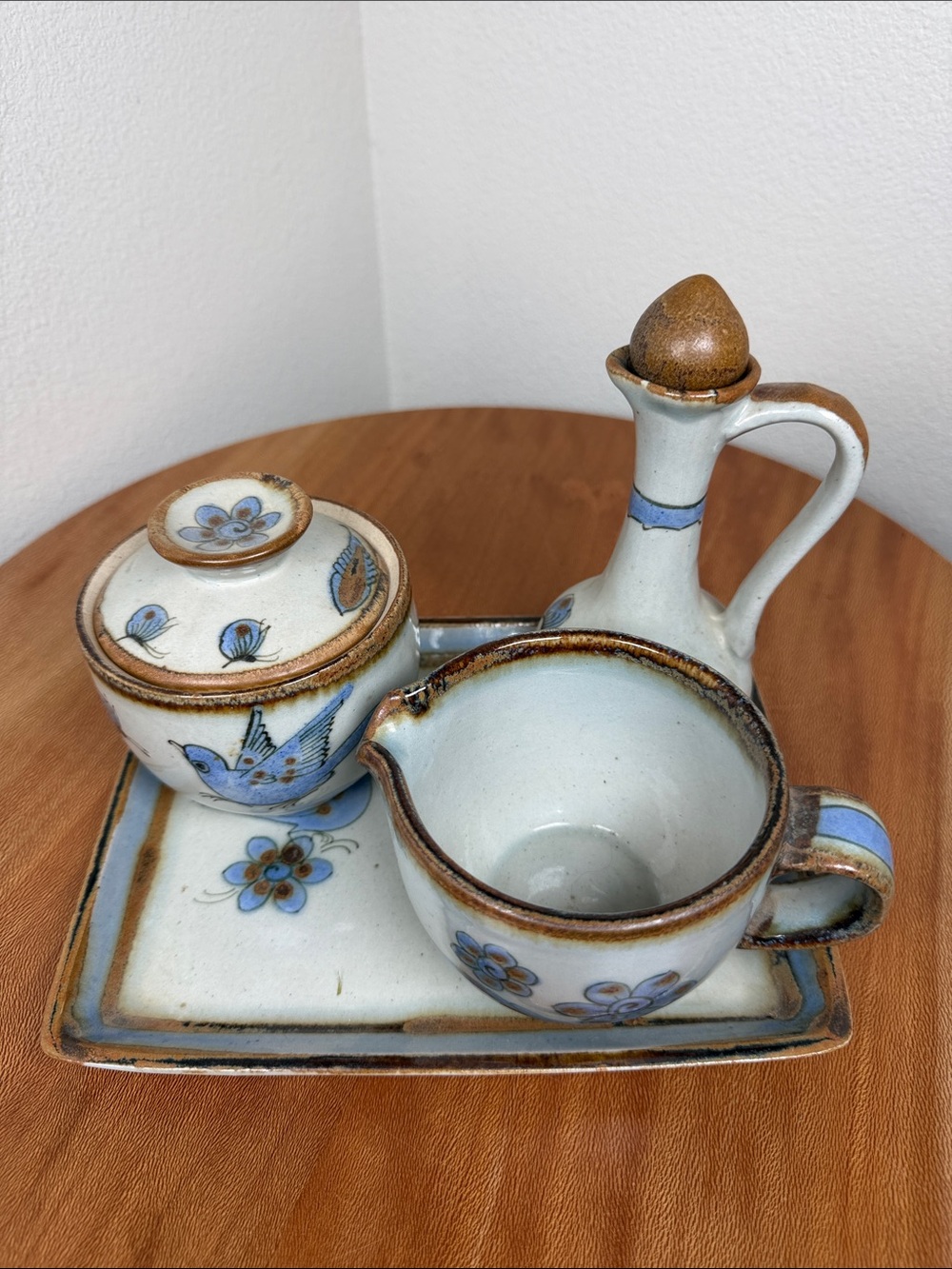 Ken Edwards EL Palomar Birds Butterfly Mexico Studio Art Pottery Tea Set
